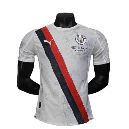 Jersey Manchester City 25/26 Player Away white with red navy stripes Puma Etihad