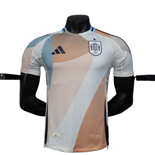 Spain 25/26 player away jersey in white, light blue, peach with adidas logo